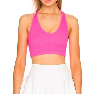 Free People Ribbed Racerback Bralette in Bright Pink